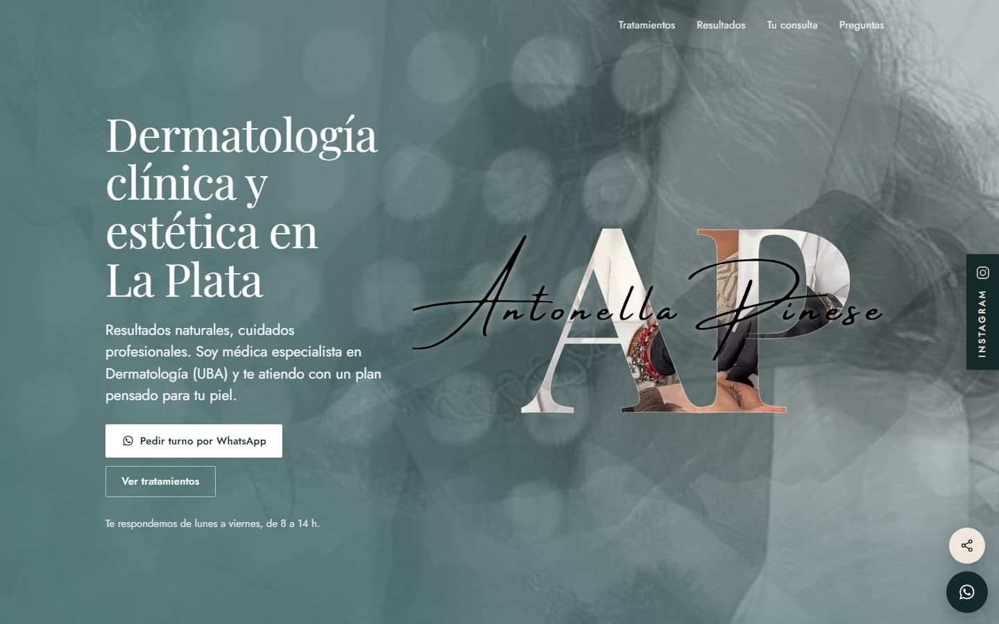 Captura del sitio de Dra. Anto Pinese